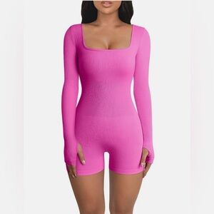 OQQ Long sleeve Romper shape wear bodysuit / workout outfit - body smoother